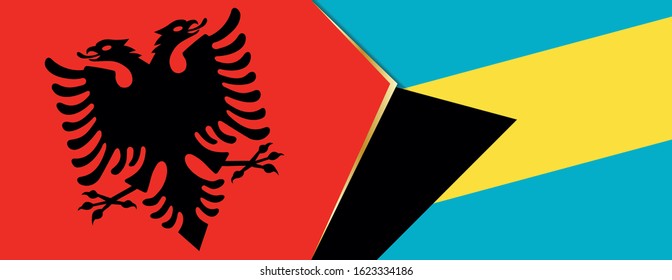 Albania and The Bahamas flags, two vector flags symbol of relationship or confrontation.
