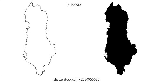 Albania Blank Map, Albania Map Outline Vector Images