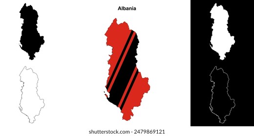 Albania conjunto de mapas esquemáticos en blanco