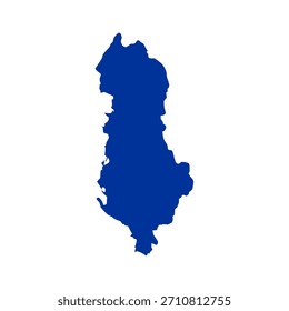 Albania blue map. Albania map vector. Albania map on white background for educational materials, infographics, presentations, data visualization, travel graphics, and digital mapping projects
