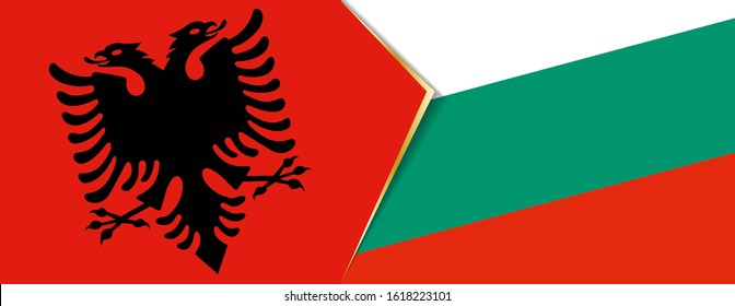 Albania and Bulgaria flags, two vector flags symbol of relationship or confrontation.