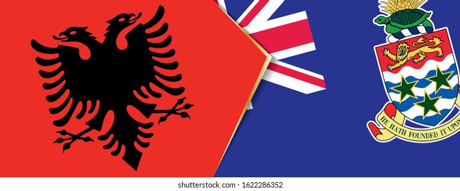 Albania and Cayman Islands flags, two vector flags symbol of relationship or confrontation.