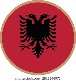 Albania circular flag and the circle line and back with the transparent background 