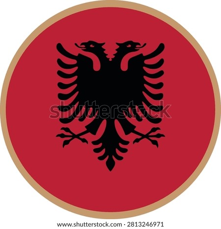 Albania circular flag and the circle line and back with the transparent background 