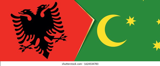 Albania and Cocos Islands flags, two vector flags symbol of relationship or confrontation.