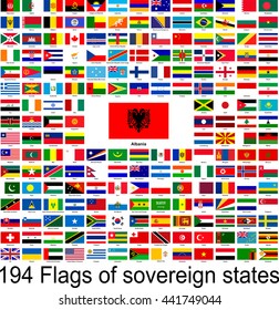 Albania, collection of vector images of flags of the world