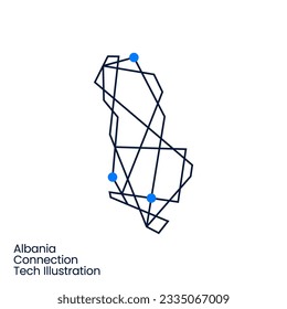 Albania Connection Tech Technology Geometric Polygonal Logo Vector Icon Illustration