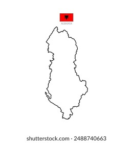 albania contour vector map with flag in color. Background map eps 10 Vector illustration Europe