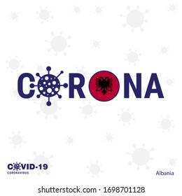 Albania Coronavirus Typography. COVID-19 country banner. Stay home, Stay Healthy. Take care of your own health