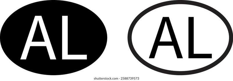 Albania country code icon set in two styles . Albania domain name symbol . Albania abbreviation icon vector