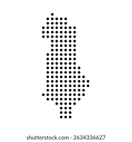 Albania country dotted map. Black spot pixel illustration isolated on white background. Vector circle mosaic.