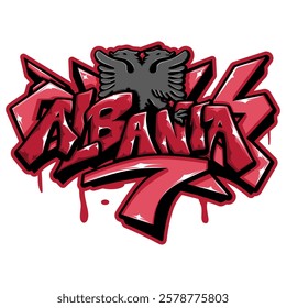 albania country flag in graffiti art style