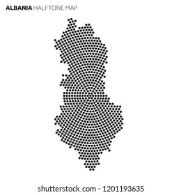 Albania Country Map Made From Radial Halftone Pattern