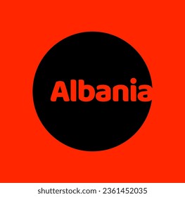 Albania country name typography in a national flag color.