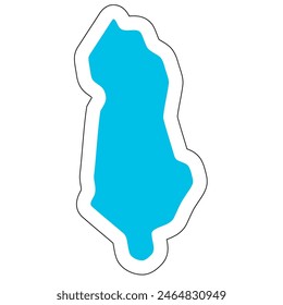 Albania country silhouette. High detailed map. Solid blue vector sticker with white contour isolated on white background.