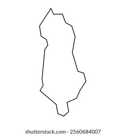 Albania country thin black outline silhouette. Simplified map. Vector icon isolated on white background.