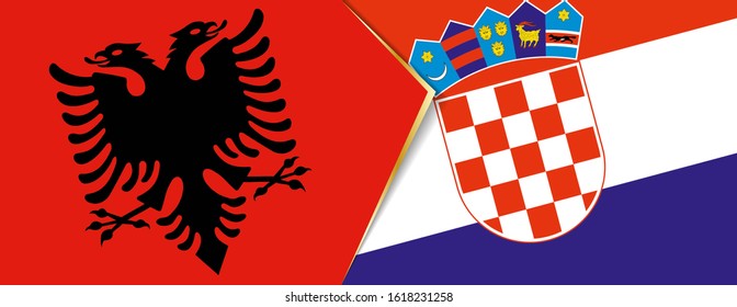 Albania and Croatia flags, two vector flags symbol of relationship or confrontation.