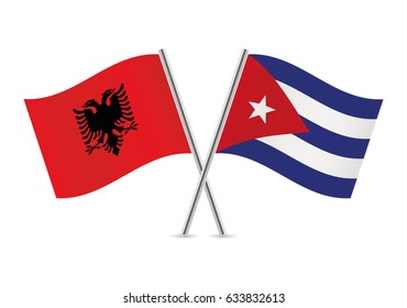 Albania and Cuba flags. Vector illustration.