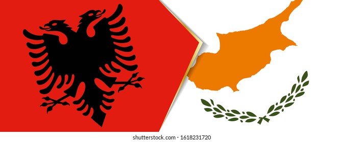 Albania and Cyprus flags, two vector flags symbol of relationship or confrontation.
