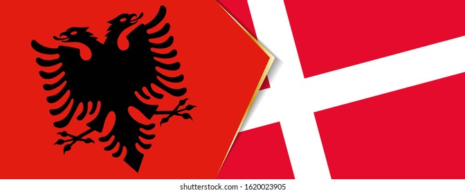 Albania and Denmark flags, two vector flags symbol of relationship or confrontation.