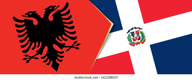 Albania and Dominican Republic flags, two vector flags symbol of relationship or confrontation.