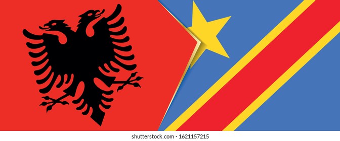 Albania and DR Congo flags, two vector flags symbol of relationship or confrontation.