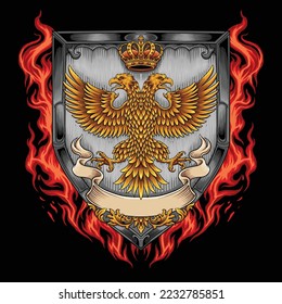 Albania Eagle with shiled and crown on fire