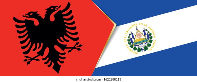 Albania and El Salvador flags, two vector flags symbol of relationship or confrontation.