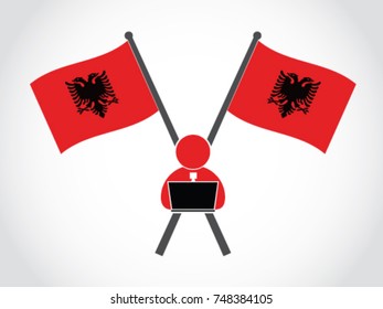Albania Emblem Office Worker