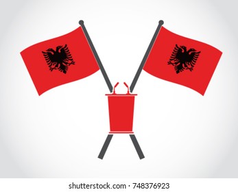 Albania Emblem Podium Lectern