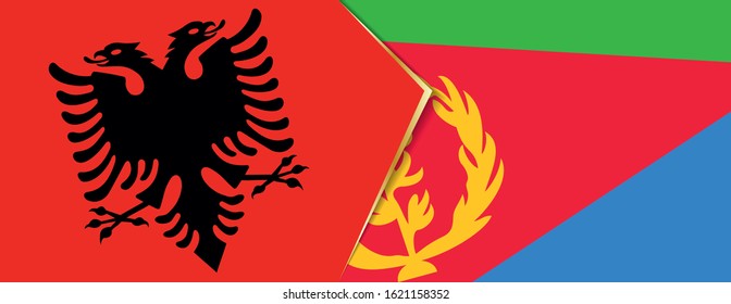 Albania and Eritrea flags, two vector flags symbol of relationship or confrontation.