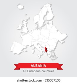 Albania. Europe administrative map.