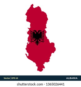 Albania - Europe Countries Map and Flag Vector Icon Template Illustration Design. Vector EPS 10.