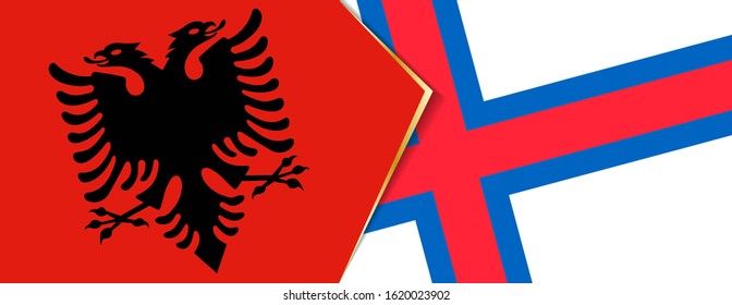 Albania and Faroe Islands flags, two vector flags symbol of relationship or confrontation.
