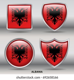Albania Flag in 4 Shape Collections With Clipping Path