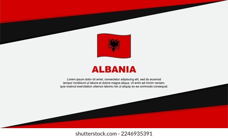 Plantilla de diseño de fondo de resumen de la bandera de Albania. Ilustración de vectores de caricaturas del Día de la Independencia de Albania. Diseño de Albania