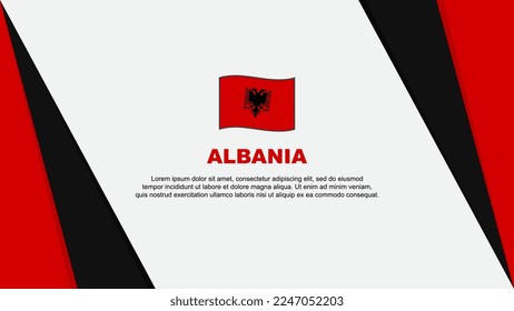 Plantilla de diseño de fondo de resumen de la bandera de Albania. Ilustración de vectores de caricaturas del Día de la Independencia de Albania. Bandera de Albania