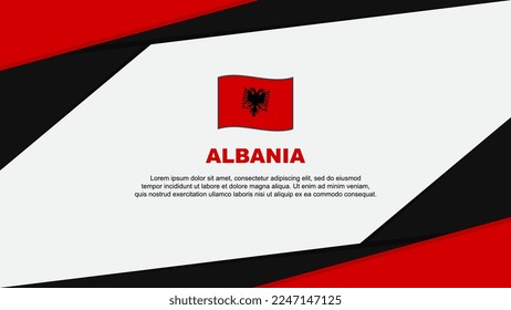 Plantilla de diseño de fondo de resumen de la bandera de Albania. Ilustración de vectores de caricaturas del Día de la Independencia de Albania. Albania