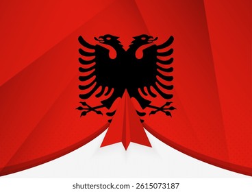 Albania Flag with Abstract Paper Airplane Design, National Flag in a geometric folded paper style. Vector illustration.