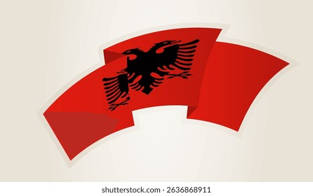 Albania Flag in Abstract Ribbon Shape, National Symbol of the Albania. This vector is ideal for use in national events, Independence Day, international sports competitions.
