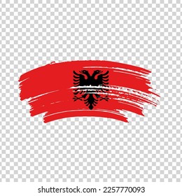 Albania flag with brush paint textured isolated on png or transparent background, Symbol of Albania, template for banner, promote, design.