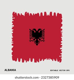 Albania Flag Brush Vector stroke, Flag of Albania in grunge brush stroke.