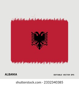 Bandera de Albania Pincel de Vector, Bandera de Albania con pincel de grano.
