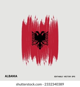 Albania Flag Brush Vector stroke, Flag of Albania in grunge brush stroke.