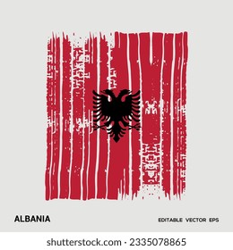 Albania Flag Brush Vector stroke, Flag of Albania in grunge brush stroke.
