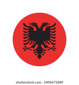 Albania flag. Button flag icon. Standard color. Circle icon flag. Computer illustration. Digital illustration. Vector illustration.