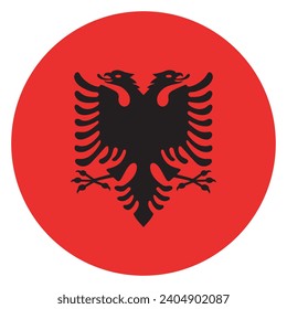 Albania flag. Button flag icon. Standard color. Circle icon flag. Computer illustration. Digital illustration. Vector illustration.