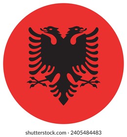 Albania flag. Button flag icon. Standard color. Circle icon flag. Computer illustration. Digital illustration. Vector illustration.