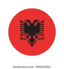 Albania flag. Button flag icon. Standard color. Circle icon flag. Computer illustration. Digital illustration. Vector illustration.