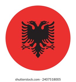 Albania flag. Button flag icon. Standard color. Circle icon flag. Computer illustration. Digital illustration. Vector illustration.